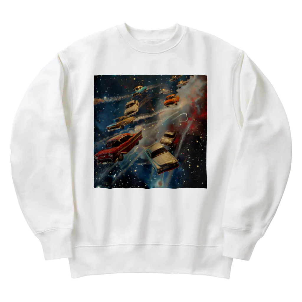 MistyStarkの宇宙を飛び交う車たち Heavyweight Crew Neck Sweatshirt