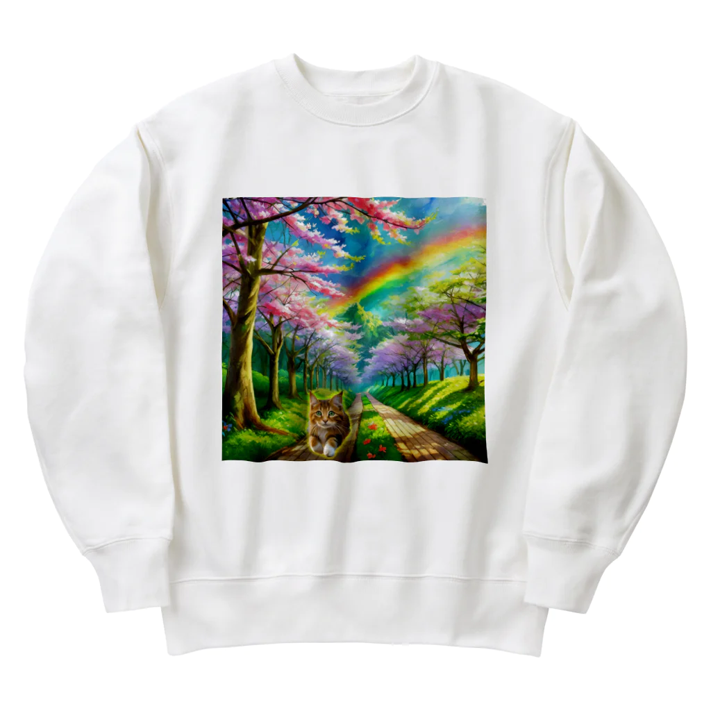 saiun888の虹の橋を渡って帰ってきた茶トラ猫 Heavyweight Crew Neck Sweatshirt