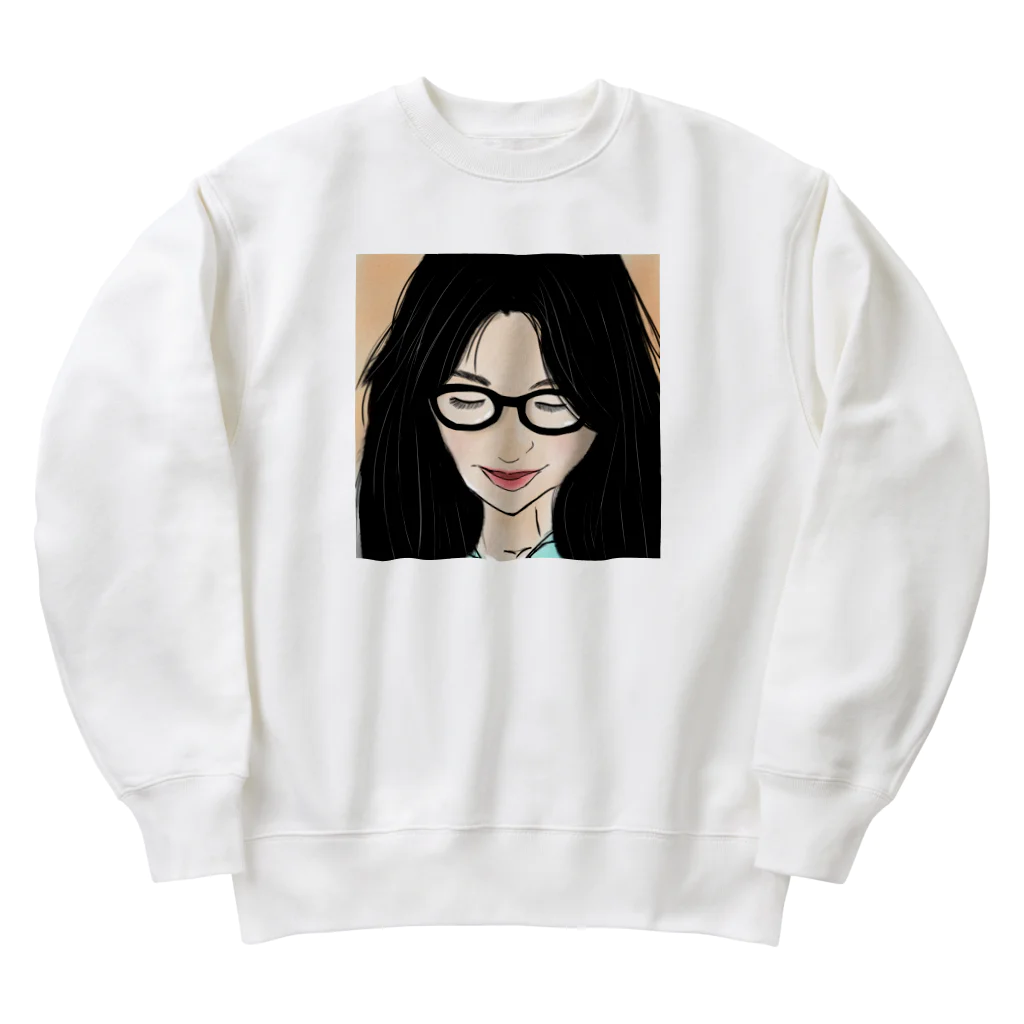 みつまめこshopのメガネ美人 Heavyweight Crew Neck Sweatshirt