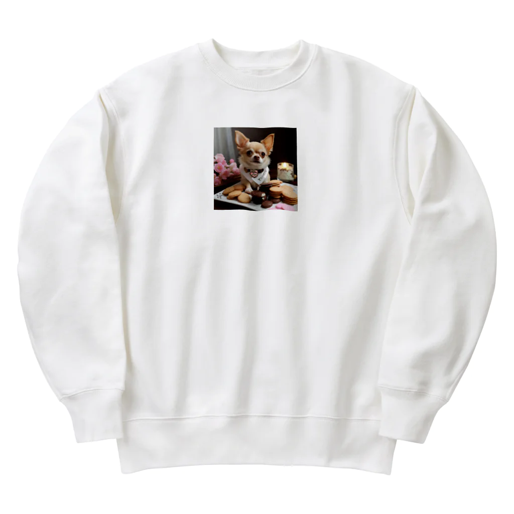 チワワ愛好家ショップのチワワのキラキラ日記📔🐾 - 家族と紡ぐ特別な日々 Heavyweight Crew Neck Sweatshirt