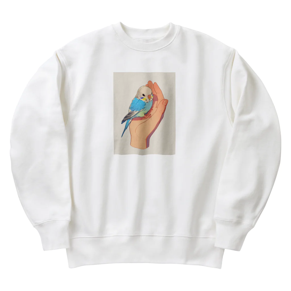 AQUAMETAVERSEの手のひらでおしゃべりセキセイインコの　BLUE PLUM  691 Heavyweight Crew Neck Sweatshirt