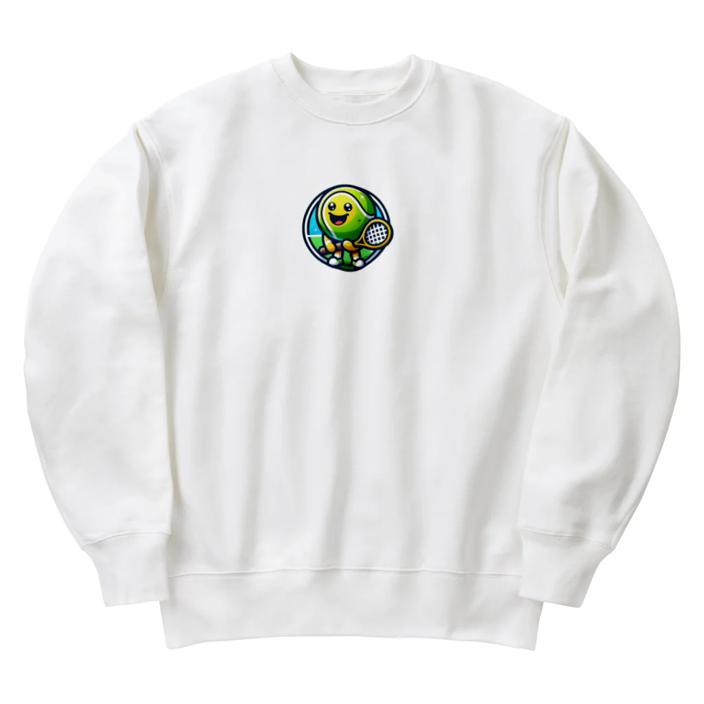 パグとプードルのテニスボールキャラクター Heavyweight Crew Neck Sweatshirt