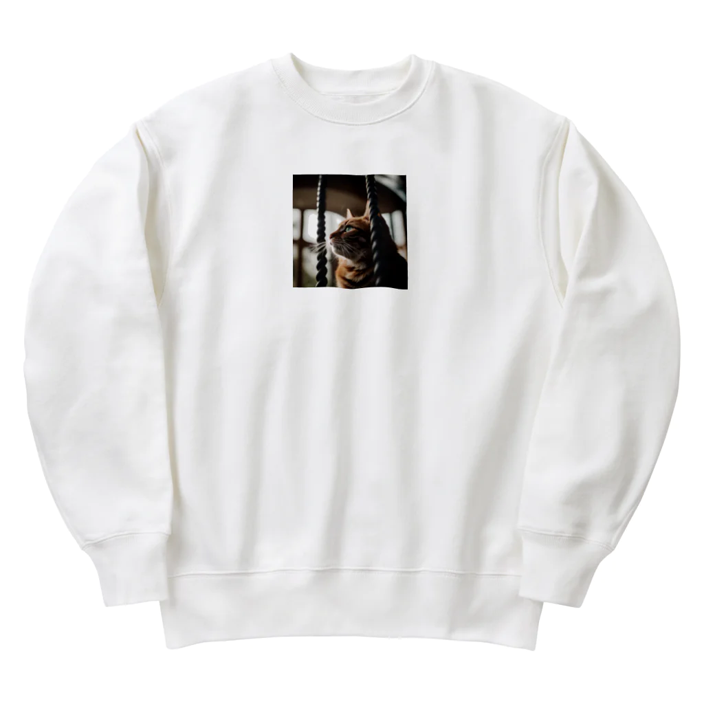 feliceのタワーに登っている猫 Heavyweight Crew Neck Sweatshirt