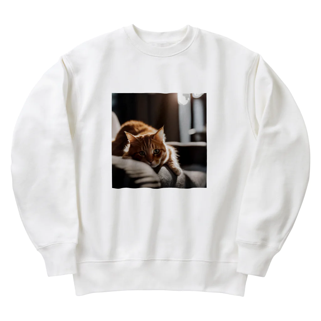 feliceのリビングでごろんとする猫 Heavyweight Crew Neck Sweatshirt