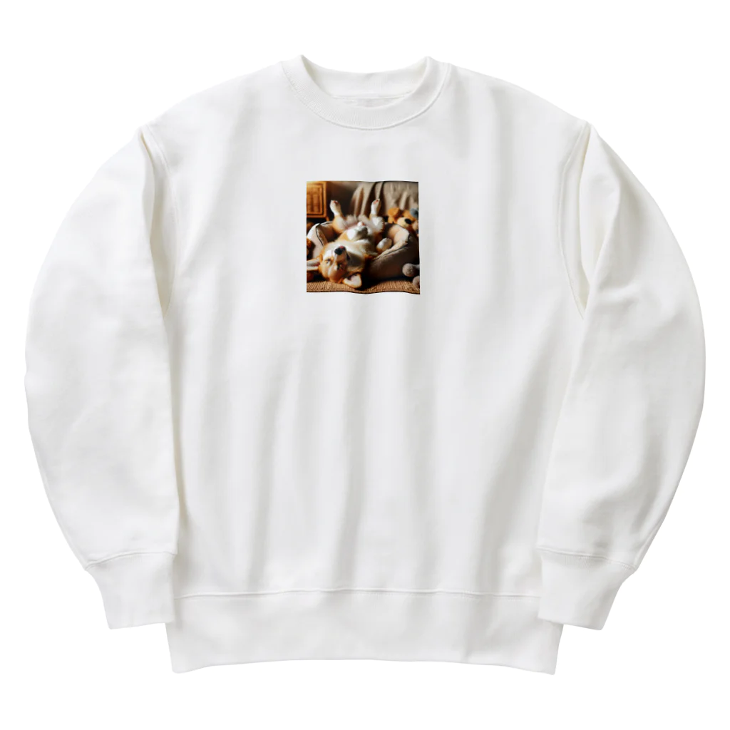 Colorful Canvasの寝相の悪いコーギー Heavyweight Crew Neck Sweatshirt