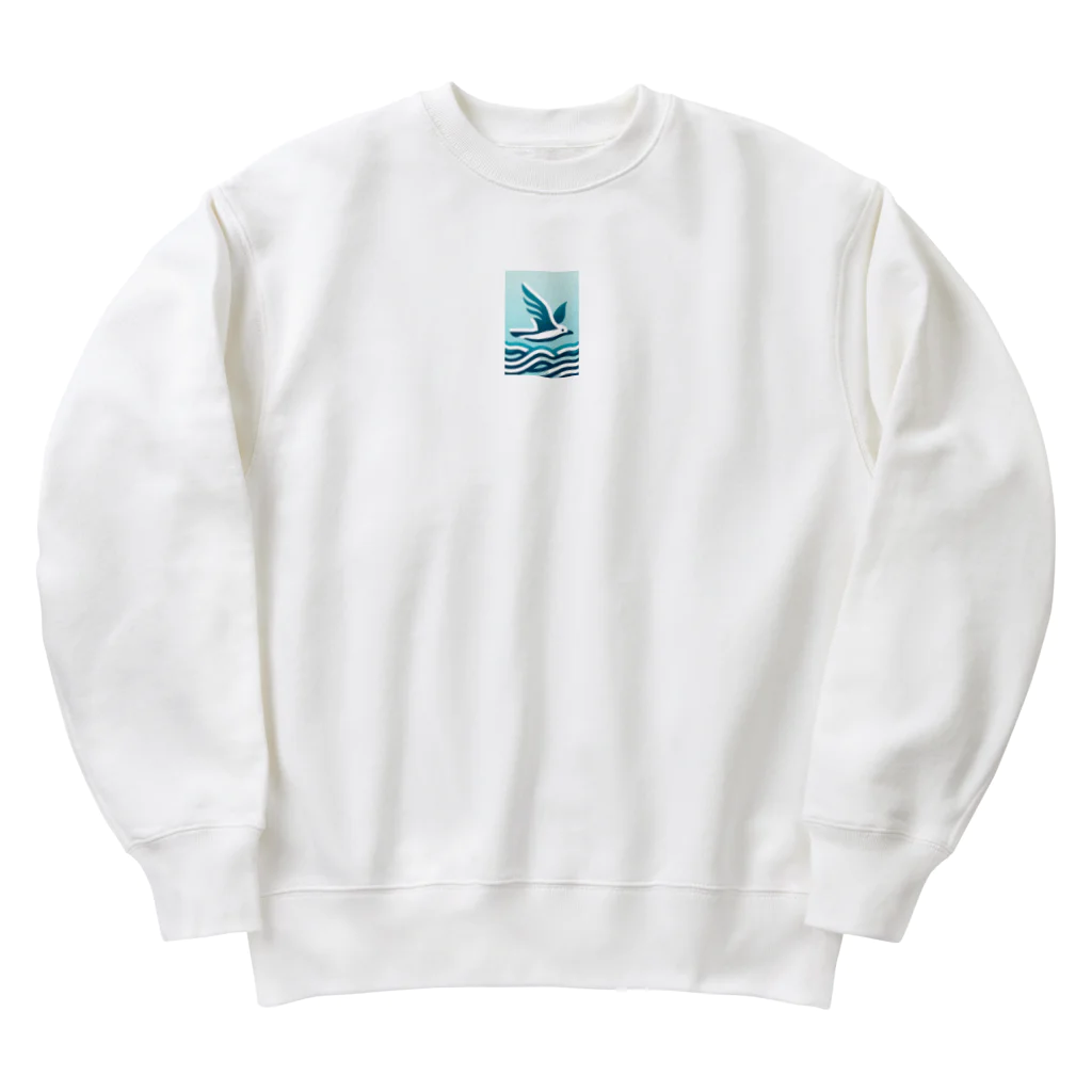 ねこにんじゃショップの海とカモメ Heavyweight Crew Neck Sweatshirt