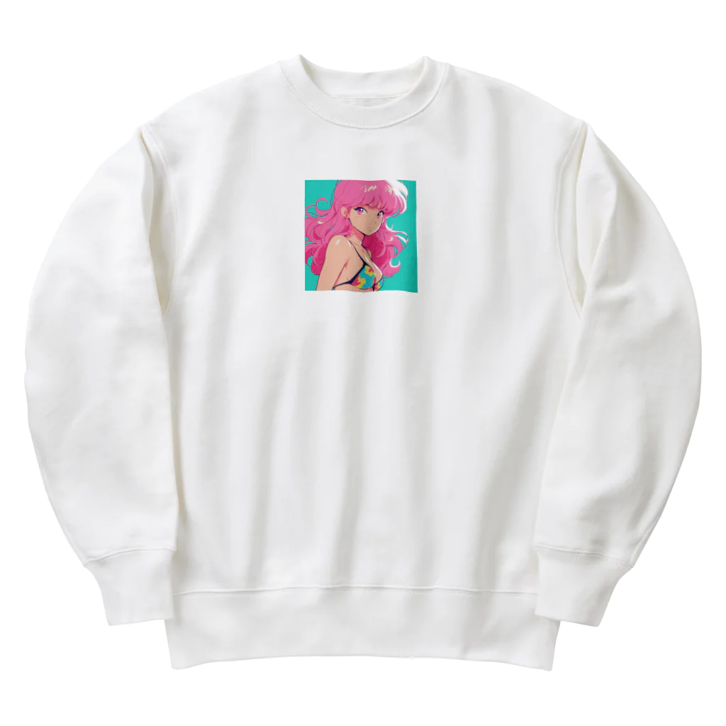 toya-General storeのピンクヘアーレトロガール Heavyweight Crew Neck Sweatshirt