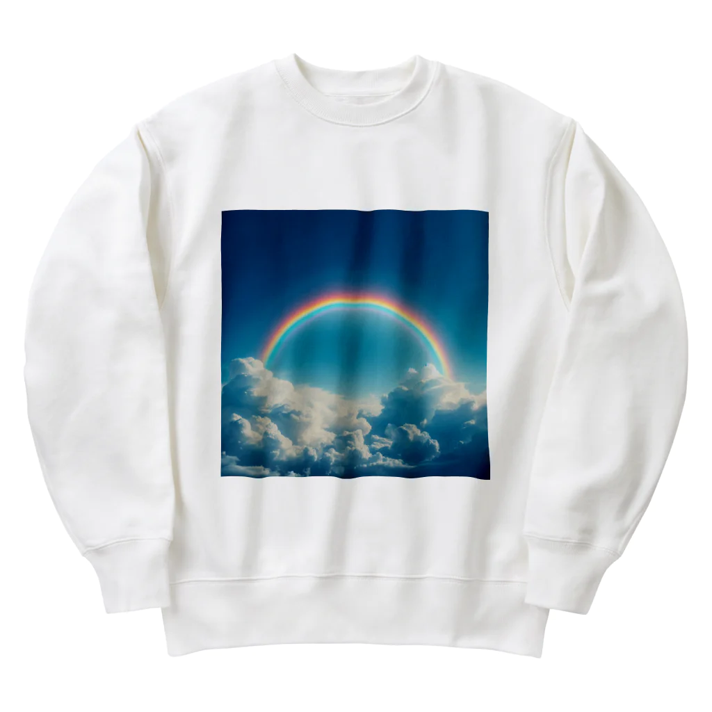 青と緑の青い空と虹 Heavyweight Crew Neck Sweatshirt