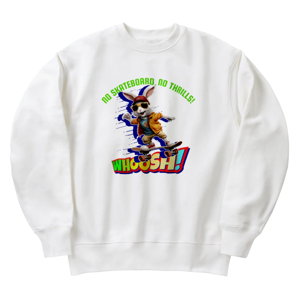 kazu_gのスケボーのない人生なんて!(ウサギ) Heavyweight Crew Neck Sweatshirt