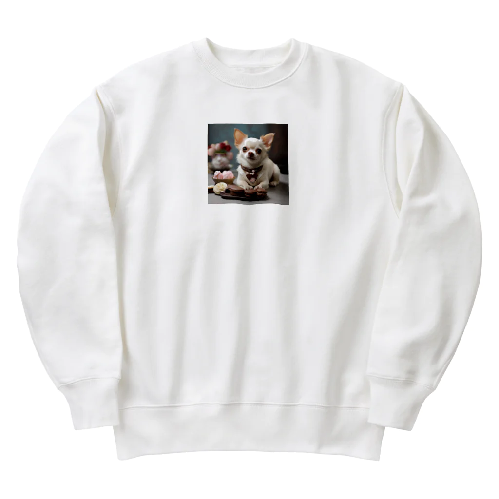 チワワ愛好家ショップのチワワと一緒に楽しむアフタヌーンティータイム！ Heavyweight Crew Neck Sweatshirt