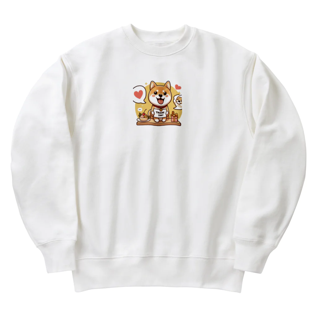 メアリーの可愛らしい表情の柴犬が感謝の気持ちを込めて Heavyweight Crew Neck Sweatshirt