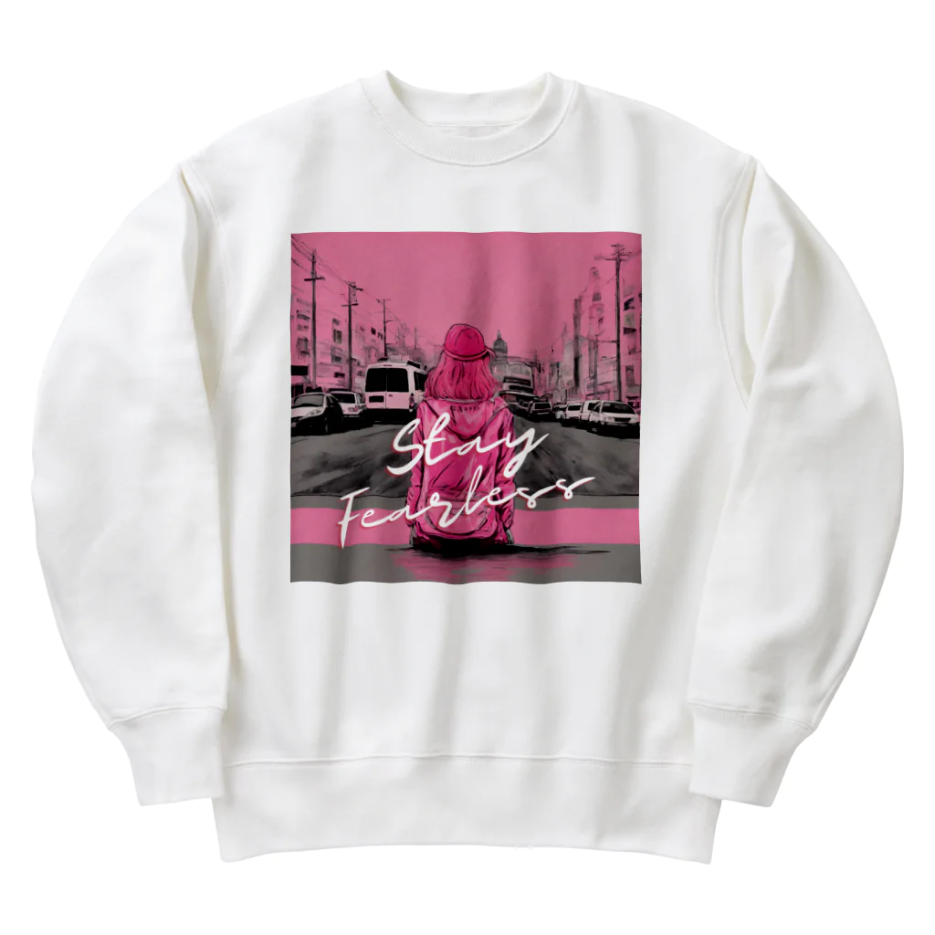 L（エル）のピンクアートの女の子 Heavyweight Crew Neck Sweatshirt