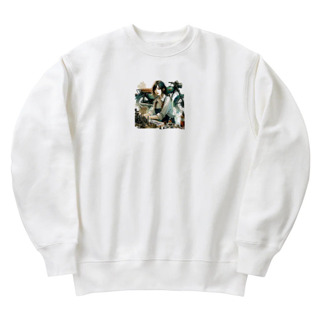 ヨーカズのバイク女子サキ Heavyweight Crew Neck Sweatshirt