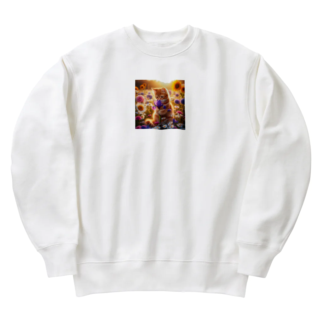 パパネコのキャットandフラワー Heavyweight Crew Neck Sweatshirt