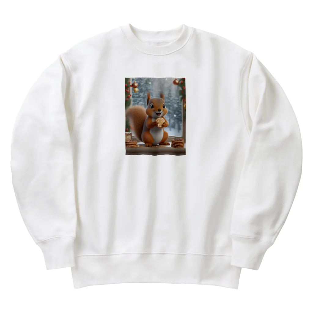 Colorful Canvasの窓辺でクッキーを食べるリス Heavyweight Crew Neck Sweatshirt