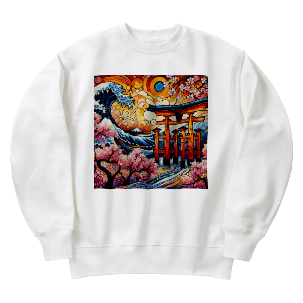 tohateの鳥居と桜 Heavyweight Crew Neck Sweatshirt