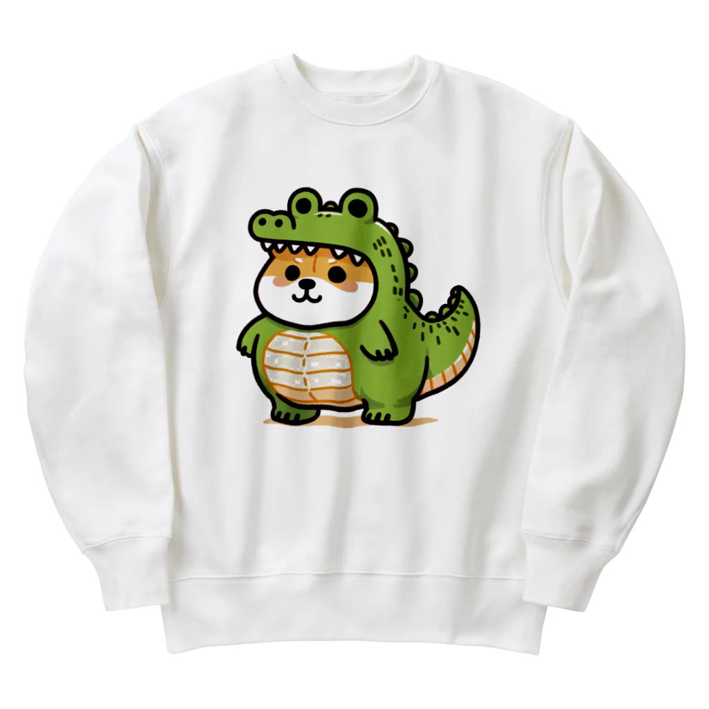 柴犬に囲まれたいのワニの着ぐるみを着た柴犬のイラスト Heavyweight Crew Neck Sweatshirt