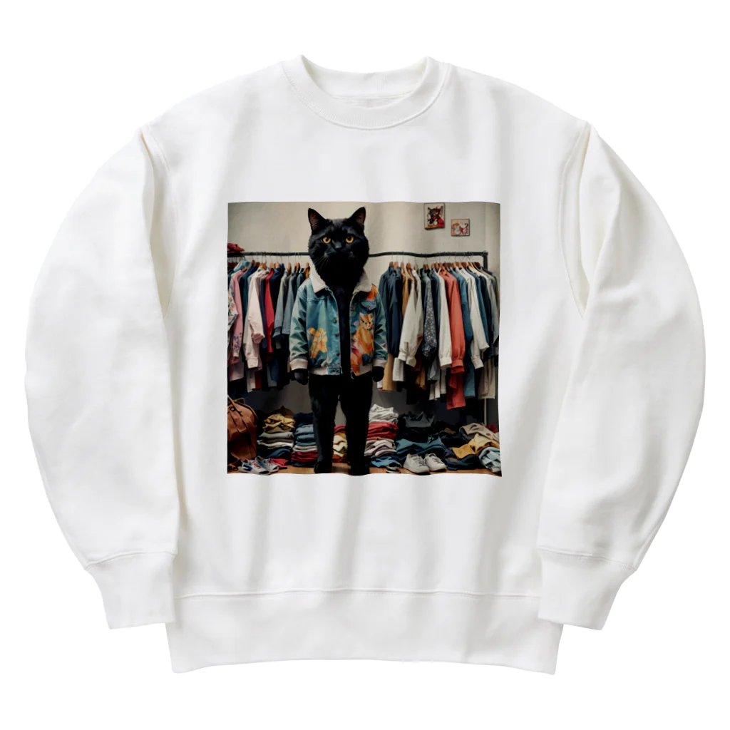 アニマルアーティファクトの服を選んでいる猫 Heavyweight Crew Neck Sweatshirt