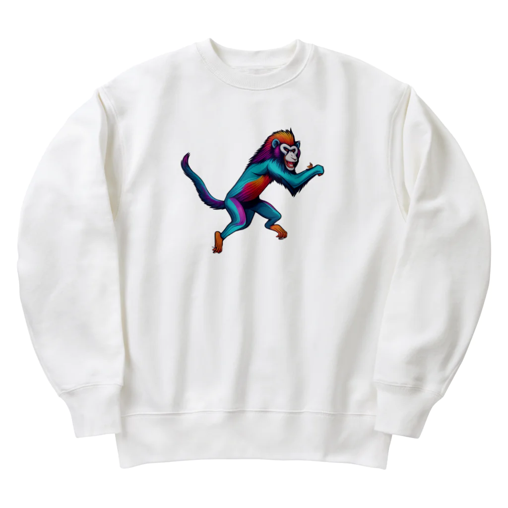 卵かけご飯 / Egg over riceのカラフルなマンドリル Heavyweight Crew Neck Sweatshirt