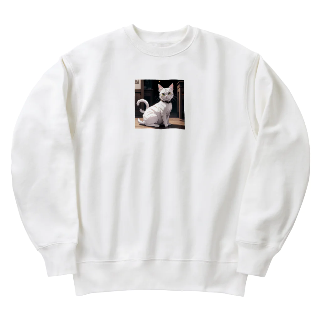 御殿のヒロ（猫大好き）の癒しの猫 Heavyweight Crew Neck Sweatshirt