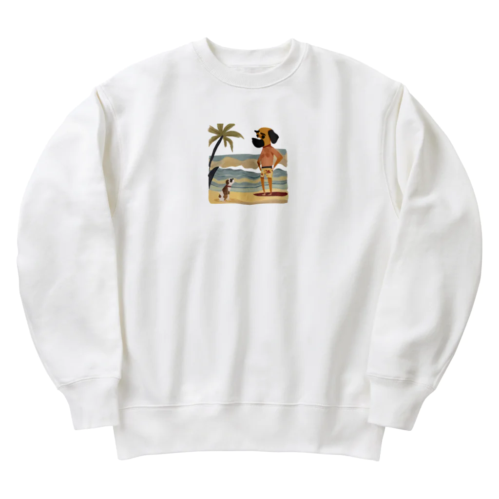 ボクサー犬が好きなんです❗のボクサー犬？サーファー？ Heavyweight Crew Neck Sweatshirt