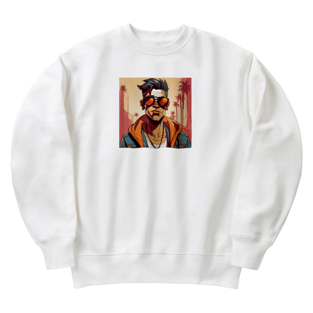 パワドラのサングラスをかけたイケオジ Heavyweight Crew Neck Sweatshirt