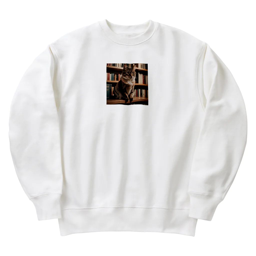 miyabi1116の書斎にたたずむ猫 Heavyweight Crew Neck Sweatshirt