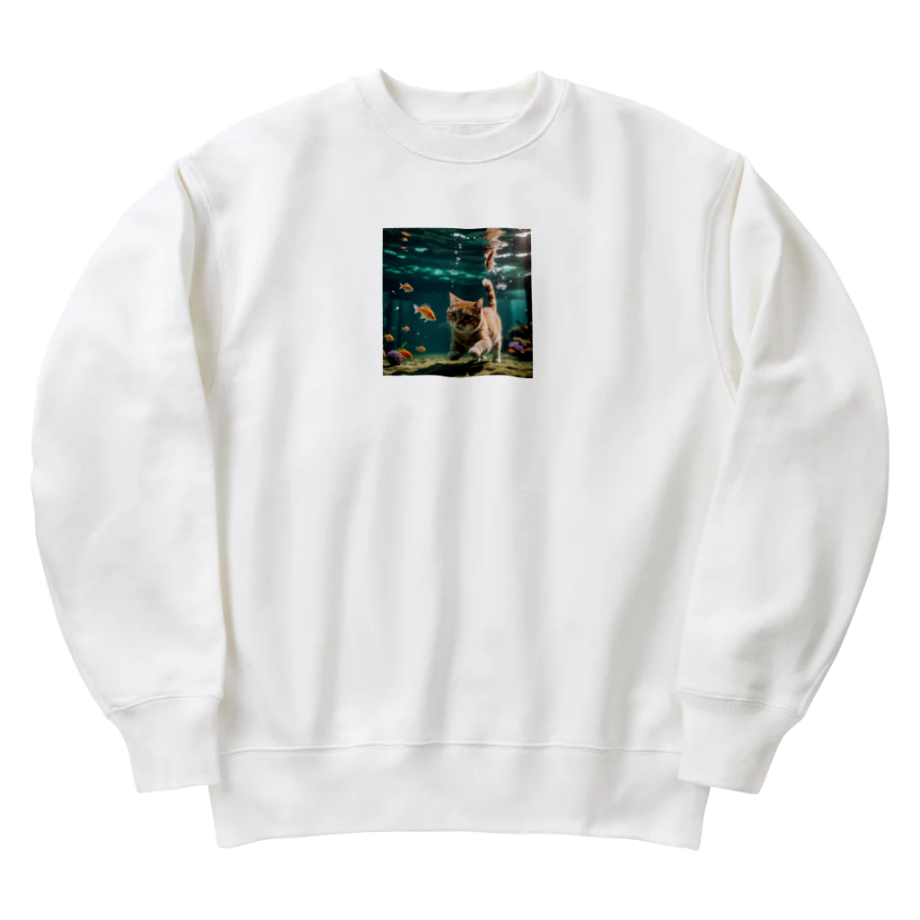 sion1010の泳ぐ猫グッズ Heavyweight Crew Neck Sweatshirt