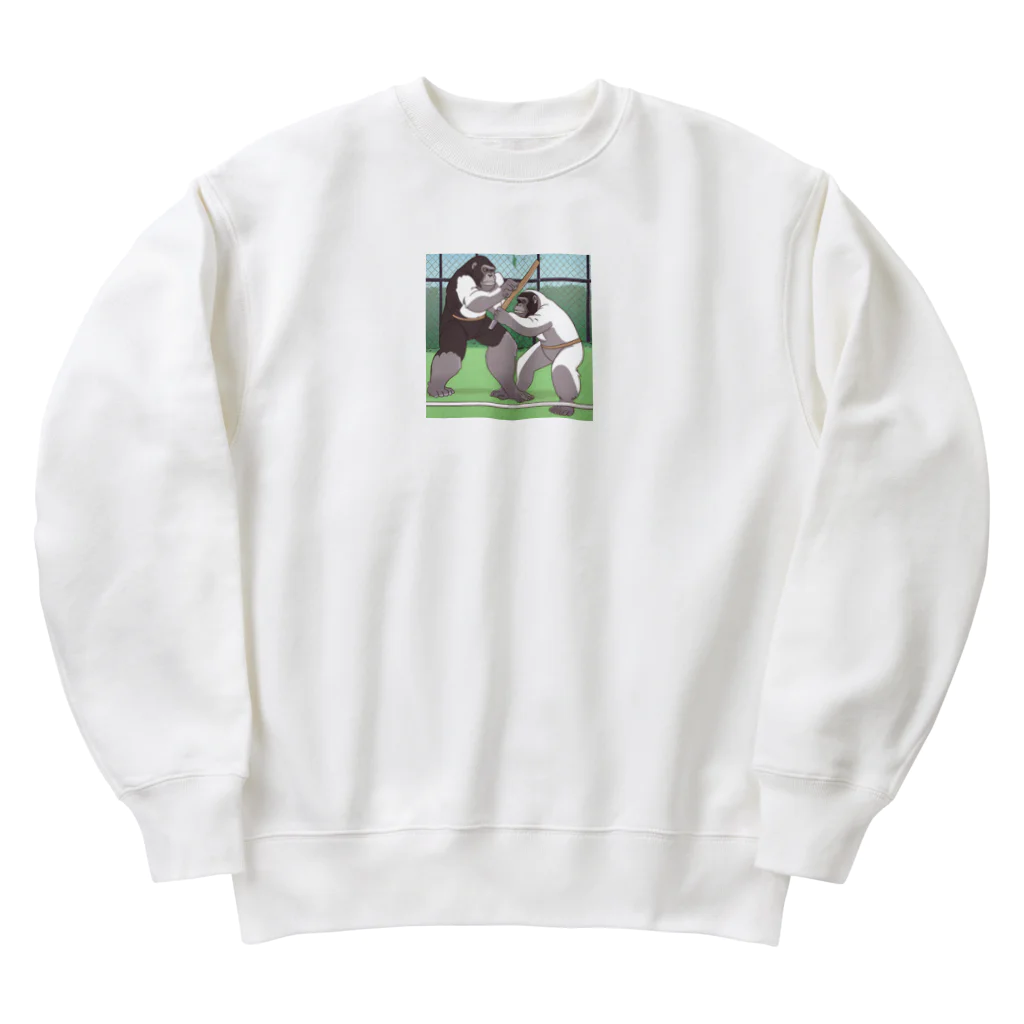 ganeshaのフェンシングをする白黒のゴリラ Heavyweight Crew Neck Sweatshirt