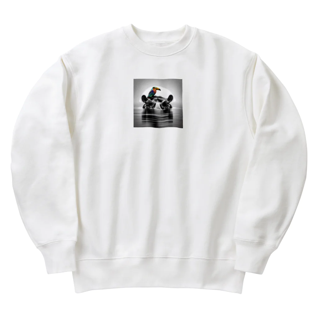 chaochao0701のカバと小鳥の友情 Heavyweight Crew Neck Sweatshirt