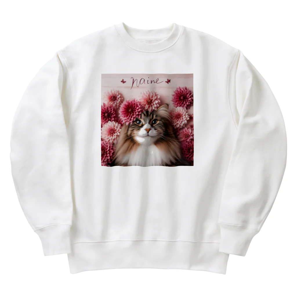 Y m @Y's shopの猫とダリア Heavyweight Crew Neck Sweatshirt