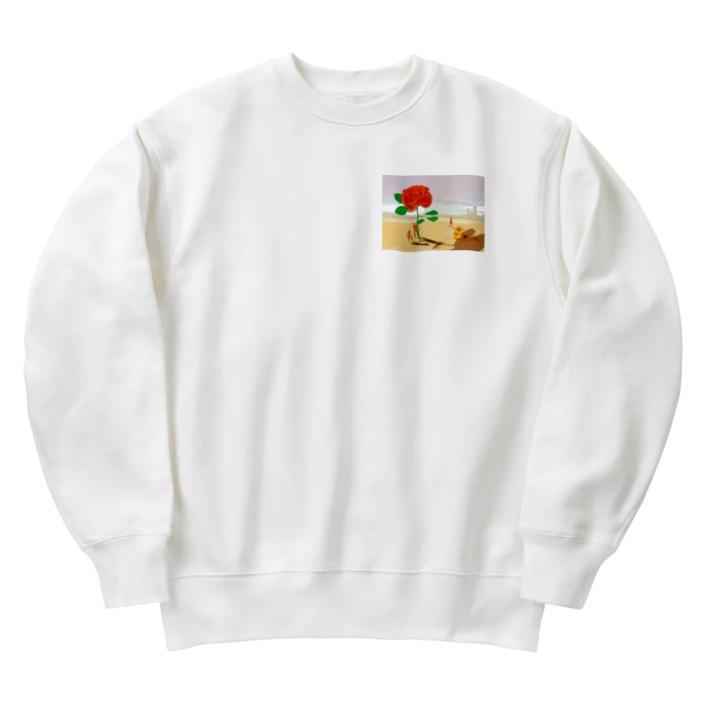 🏝南国の離島に憧れるイラストレーターの取り残された薔薇を見上げる崩壊する家族 Heavyweight Crew Neck Sweatshirt