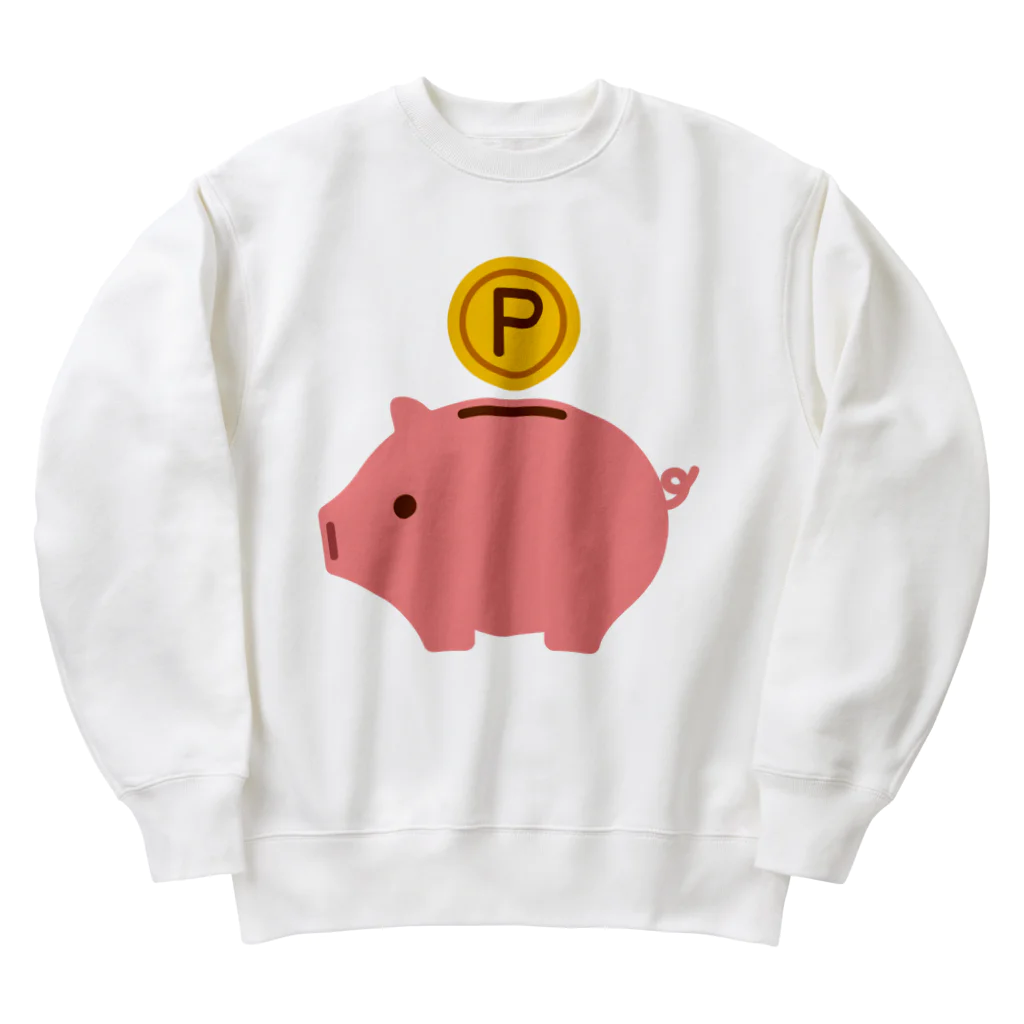 お絵かき屋さんの豚の貯金箱（ポイント） Heavyweight Crew Neck Sweatshirt