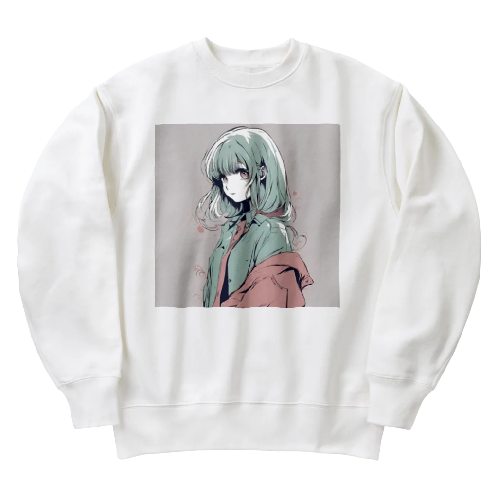 もやしのお店屋さんのチョコミントレディ Heavyweight Crew Neck Sweatshirt