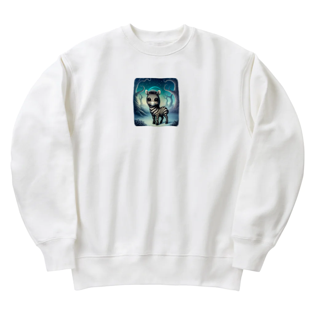 たんたん狸の不気味で可愛い森の不気味で可愛いシマウマ001 Heavyweight Crew Neck Sweatshirt