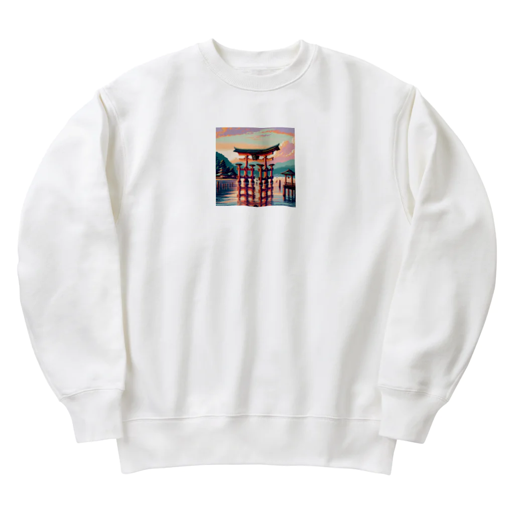 Pixel Art Goodsの厳島神社（pixel art） Heavyweight Crew Neck Sweatshirt