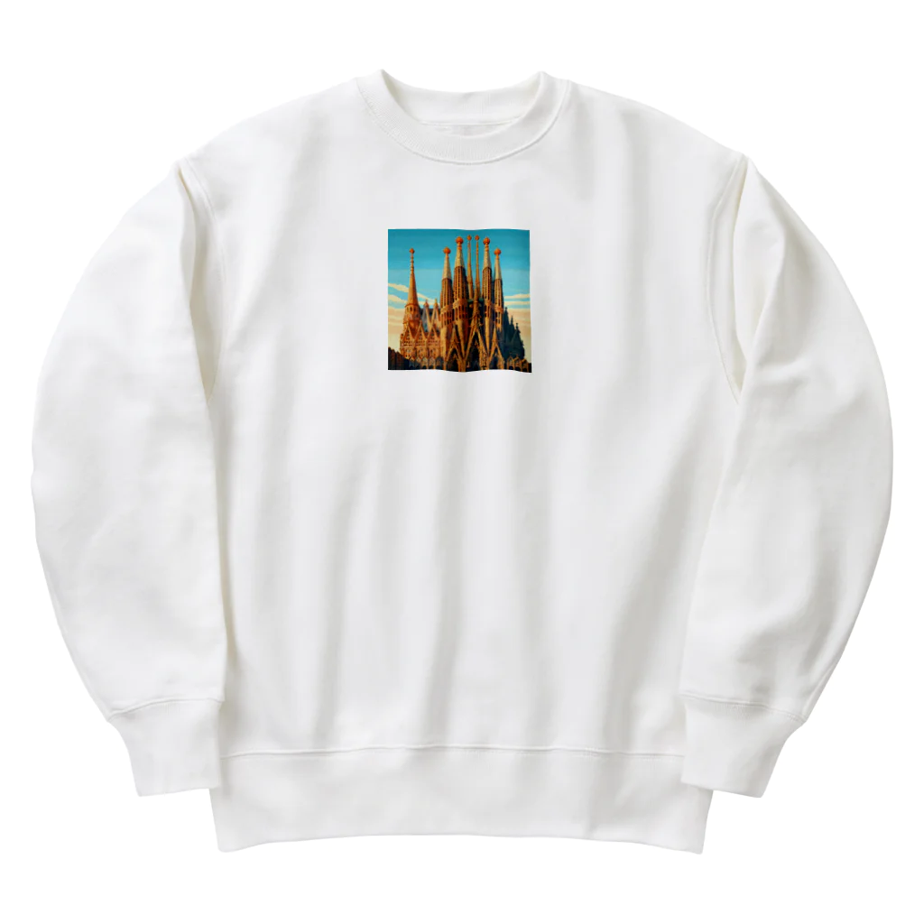 Pixel Art Goodsのサクラダファミリア（pixel art） Heavyweight Crew Neck Sweatshirt