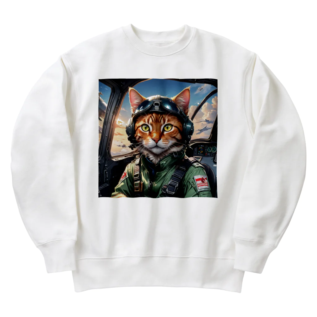 nekoと鉄のパイロット猫 Heavyweight Crew Neck Sweatshirt