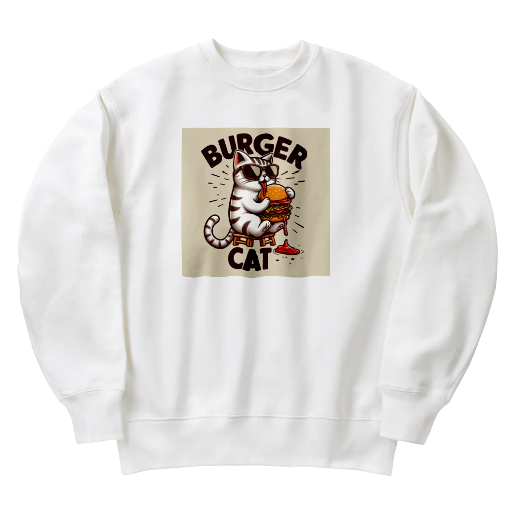 cat_burger_streetのハンバーガーを食べる猫_Ivory ヘビーウェイトスウェット