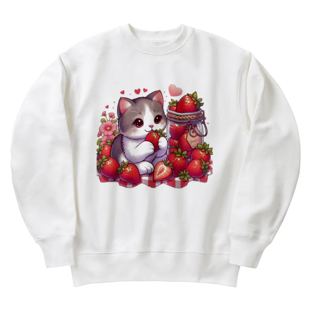 いちごと一緒🍓のいちごと猫シリーズ Heavyweight Crew Neck Sweatshirt