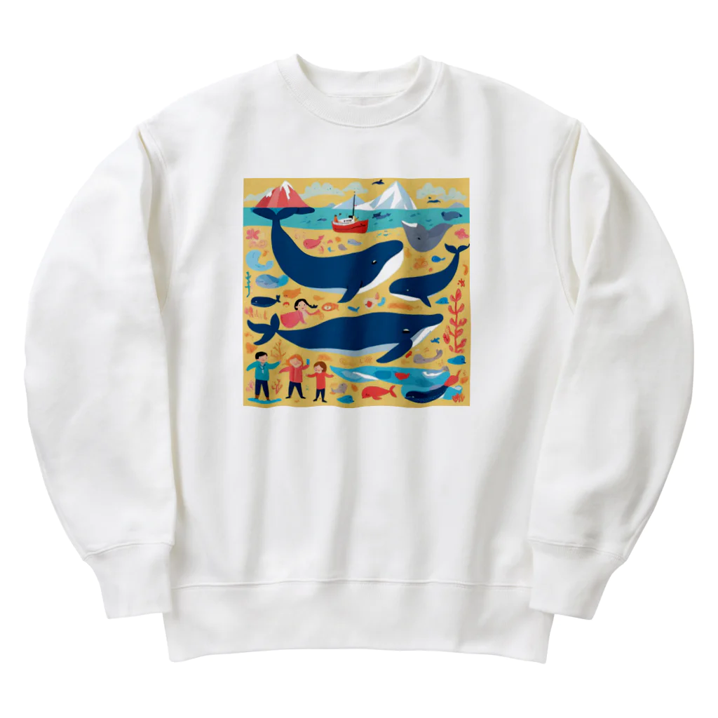 OHANA_087のアラスカの雄大な自然に暮らす人々と動物たちの調和 Heavyweight Crew Neck Sweatshirt