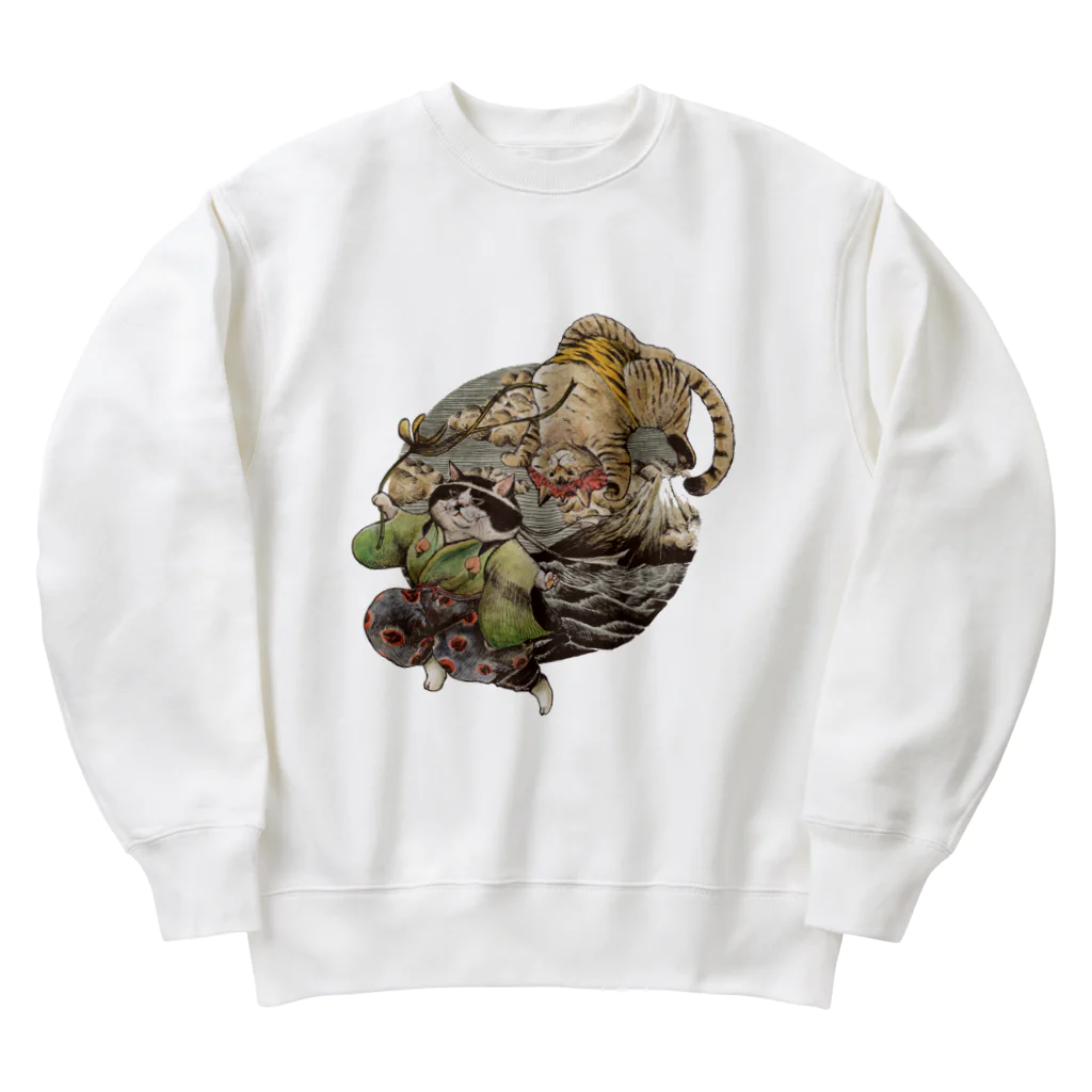 マルポレランドの桃太郎ねこの戯れ Heavyweight Crew Neck Sweatshirt