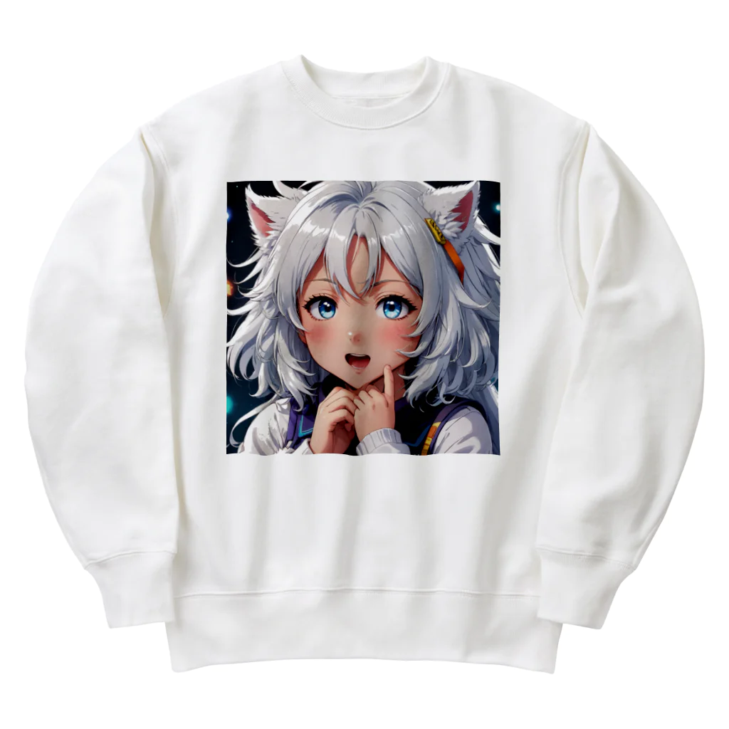 巫女スタぐらむのもふもふの美少女甘える Heavyweight Crew Neck Sweatshirt