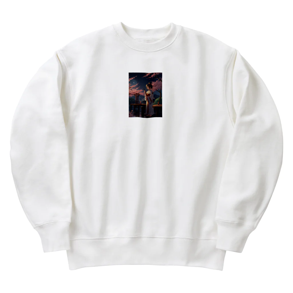 さぎょう擁の女騎士、桜の下で Heavyweight Crew Neck Sweatshirt