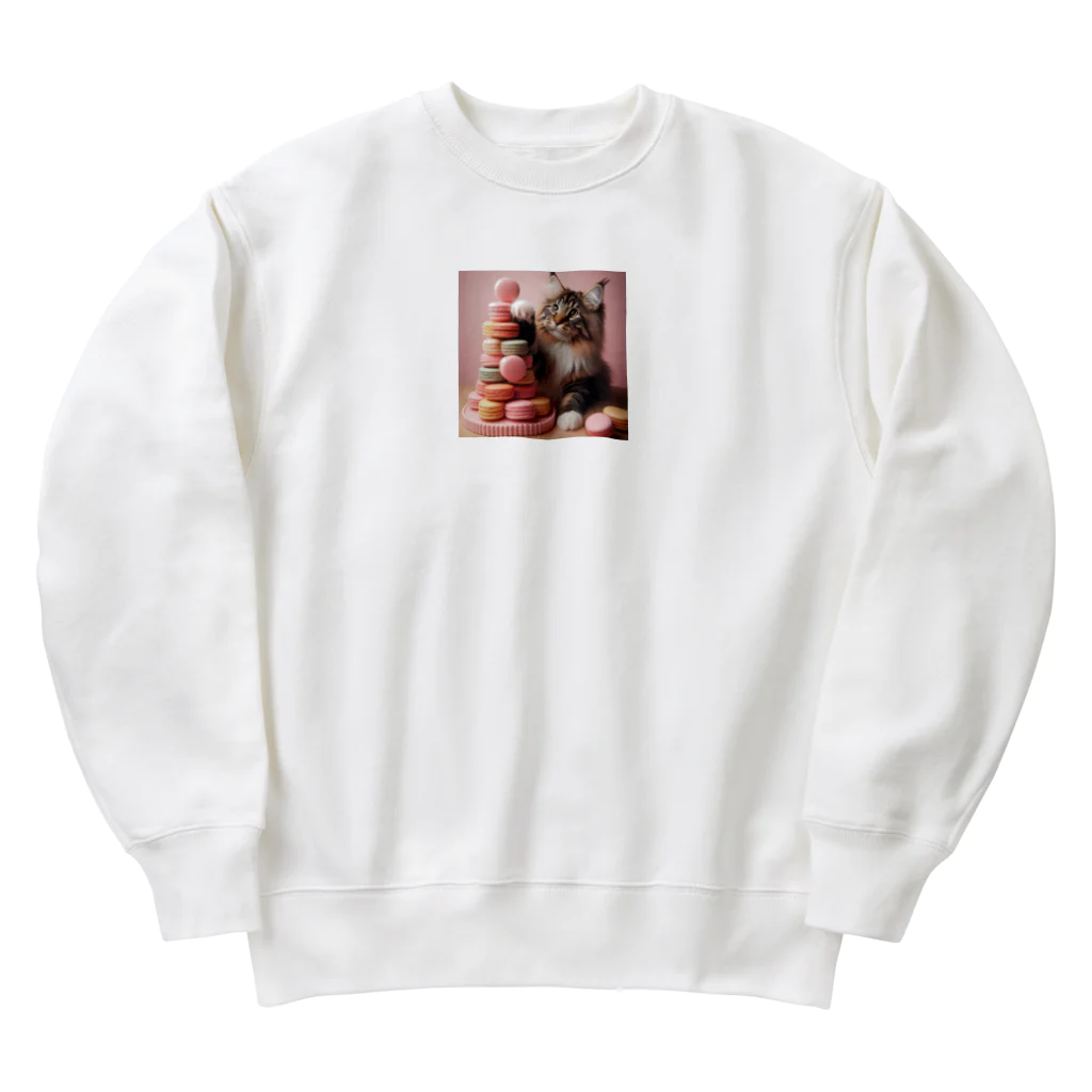 Y m @Y's shopの猫とマカロン Heavyweight Crew Neck Sweatshirt