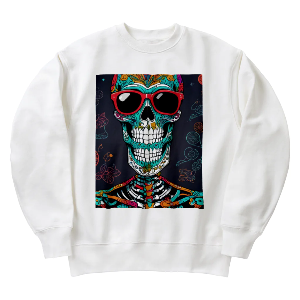 Skeletonのダイナミックなガイコツアート！ Heavyweight Crew Neck Sweatshirt