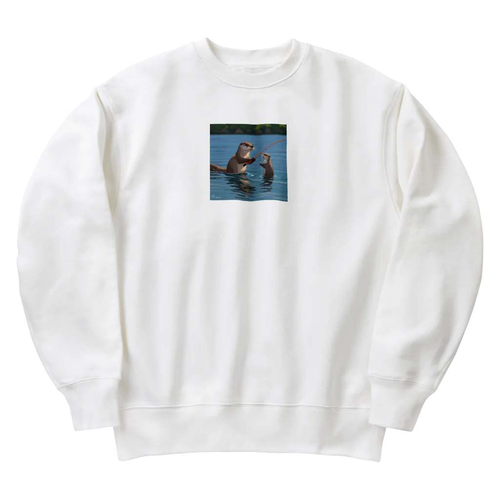 ganeshaのOtterpngで釣り体験 Heavyweight Crew Neck Sweatshirt