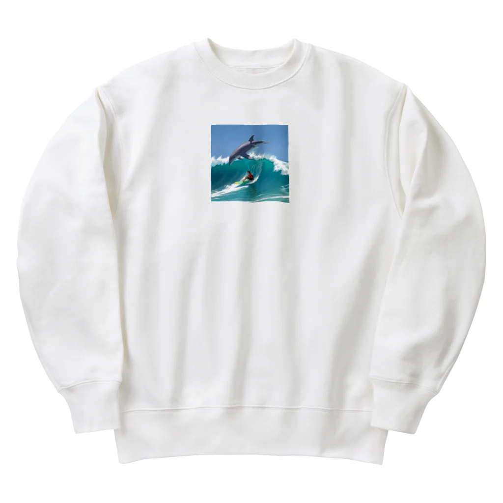 ganeshaのイルカと一緒にサーフィン Heavyweight Crew Neck Sweatshirt