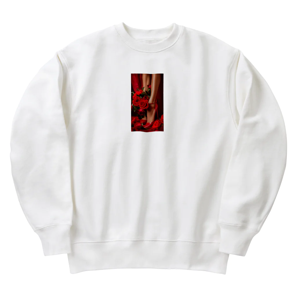 ニゴ猫　shopのred Rose heel  Heavyweight Crew Neck Sweatshirt