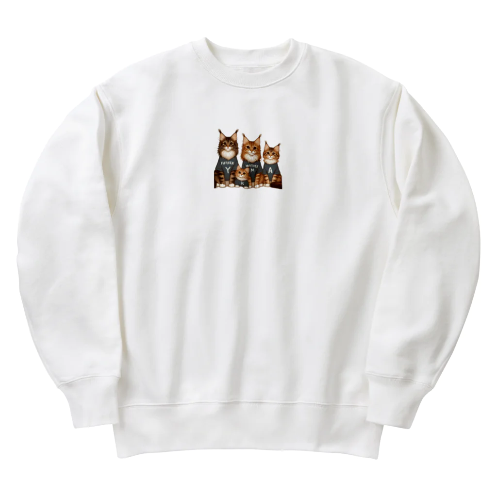 Y m @Y's shopの猫の家族 Heavyweight Crew Neck Sweatshirt